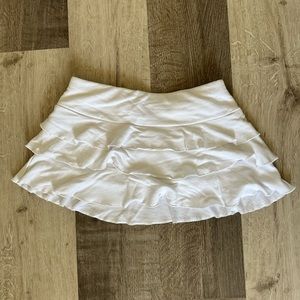 White Ruffled Mini Skirt with Built In Shorts